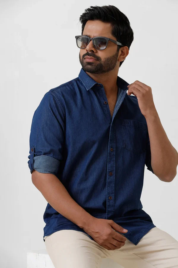 Denim Smart Fit Apple Cut Shirts for Boys & Men's (Full Sleeve)