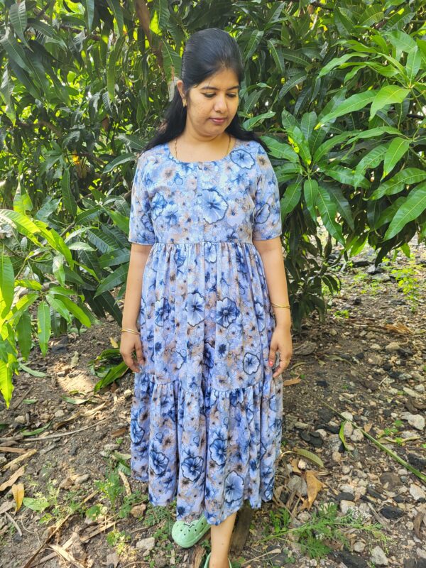 YANIRA 15-  2 Tier Sugarcane Maxi With Front ZIP-Blue