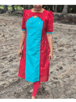 YANIRA 57 -RAW SILK Side Open Dual Tone Kurti With Lining