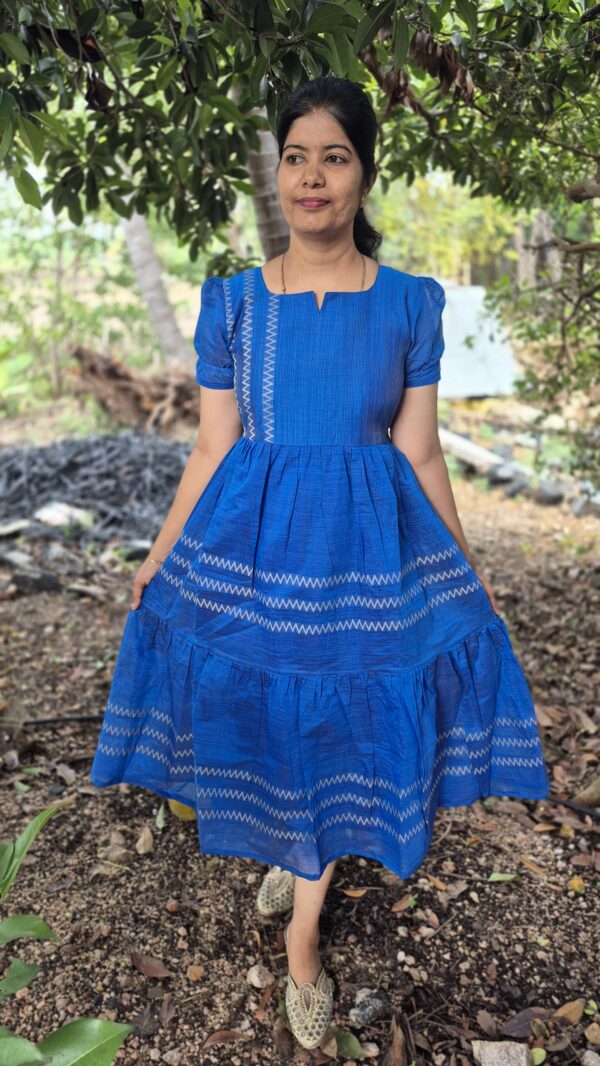 YANIRA 71 -Blue Cotton Maxi With Full Lining
