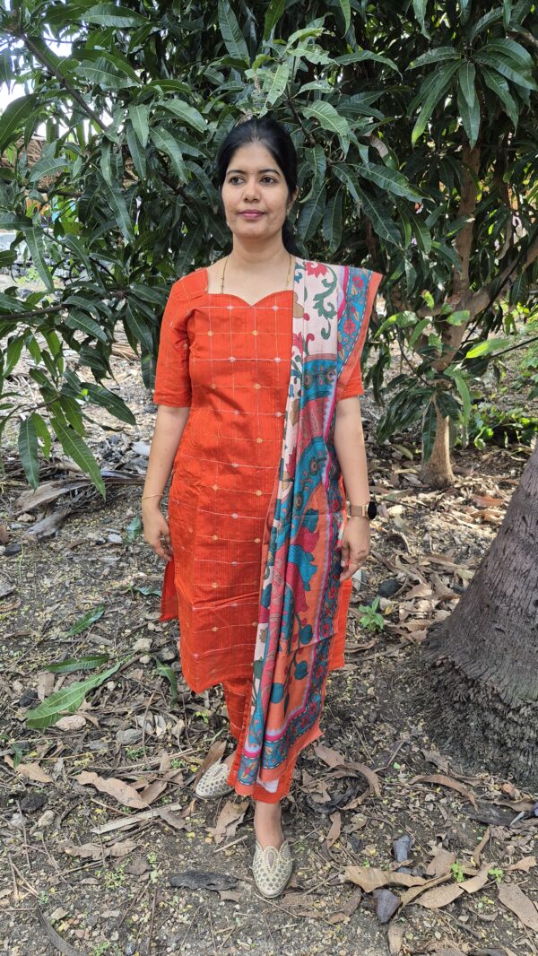 YANIRA 78-Premium Raw Silk Kurti Set With Kalamkari Dupatta