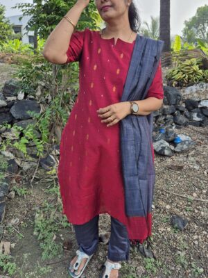 YANIRA 109-Premium Raw Silk Kurti Set With Lining