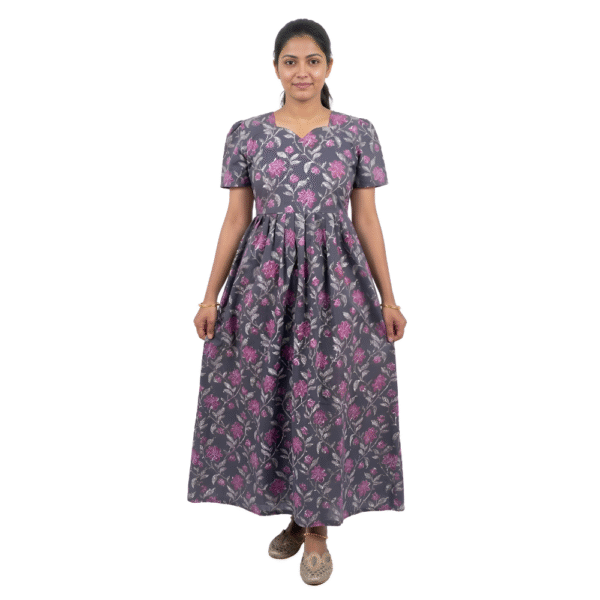 YANIRA Maxi Style Jaipur Cotton Nighty | Frock Style Nighty (Grey2)