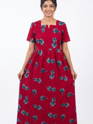 YANIRA Maxi Style Alpine Nighty | Spun Nighty | Frock Style Nighty (Rich Red)