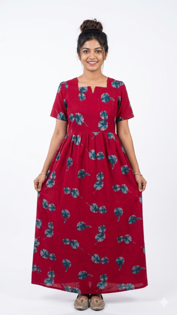 YANIRA Maxi Style Alpine Nighty | Spun Nighty | Frock Style Nighty (Rich Red)