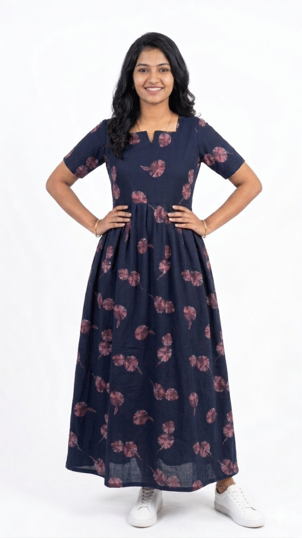 YANIRA Maxi Style Alpine Nighty | Spun Nighty | Frock Style Nighty (Deep Navy Blue)