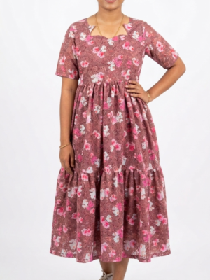 YANIRA161- Digital Printed 2-Tier Hakoba Maxi With Full Lining